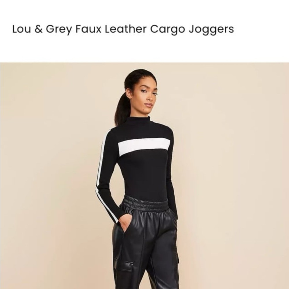 Lou & Grey Black Faux Leather Joggers